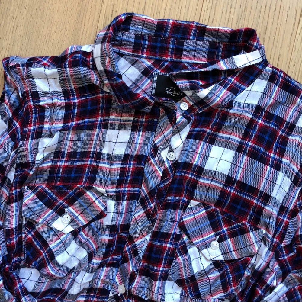 Rails Plaid Soft Button Down Shirt Sz M! - image 2